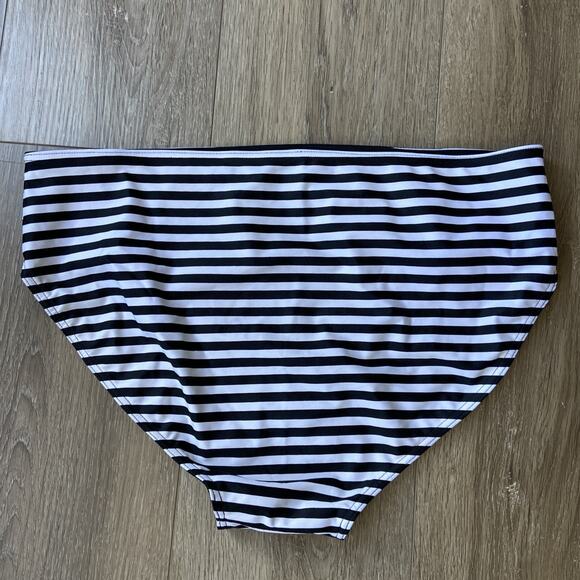 Coolibar Bikini Women Sz L Black White Stripped Sun Protective UPF 50+ - Picture 5 of 15
